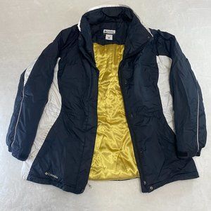 Columbia Ski Jacket Womens XL Black White Full Zip Gold Lined (READ)